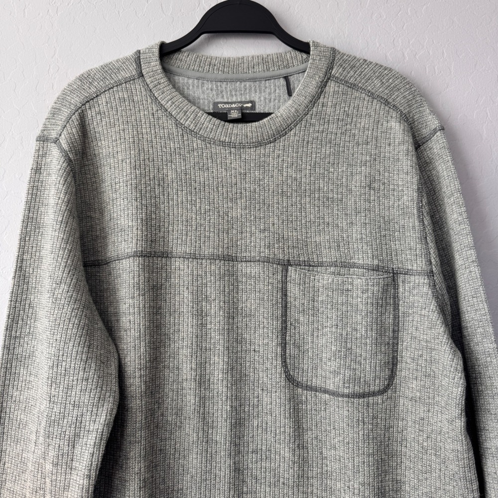 Toad&Co Mens XL Gray Waffle Knit‎ Long Sleeve Crew Neck Pullover Sweater